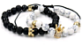 8mm white turquoise Crown Zircon Beads Bracelet