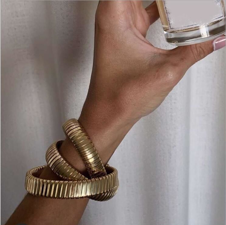 India Big Snake Gold Chain Bracelet Bangle for Women Men Armband Steampunk Charm Twisted Bracelets Unisex Prom Jewelry