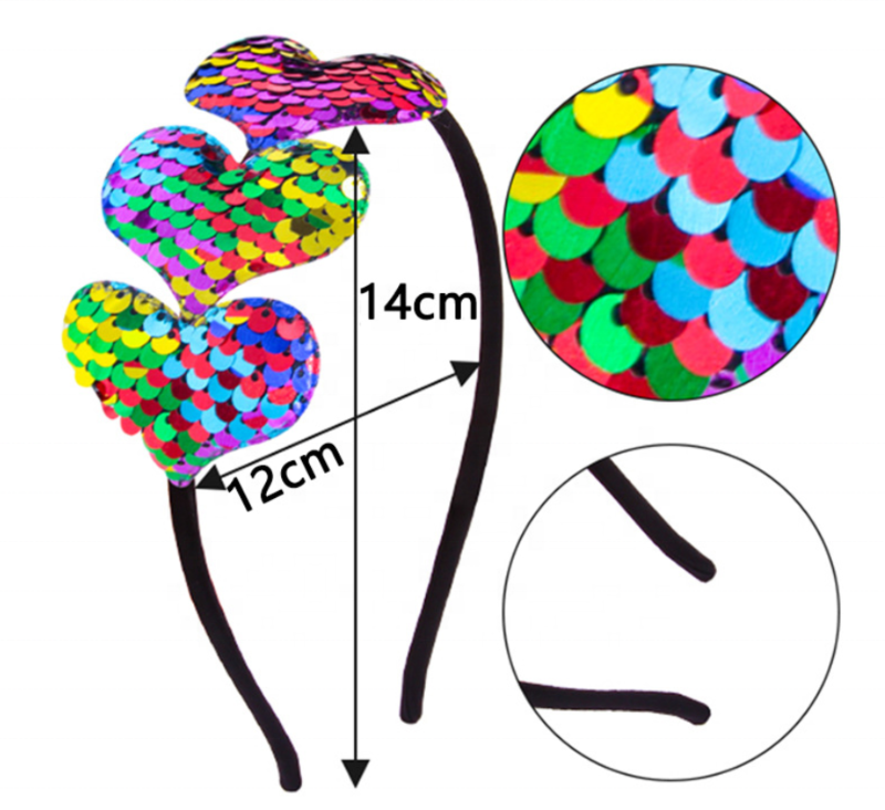 Sequin Baby Hairbands Rainbow Colorful Shiny Hair Hoops Girl Headbands Lovely Heart Kids Hair Accessories