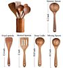 Healthy Non Stick Solid Durable Home Kitchen Serving Spoon Spatula Hanging Teak Wood Spatula Cooking Utensils Set