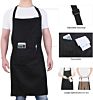 Design Customer Logo Cotton Polyester Pure Color Black Cooking Man Kitchen Garden Bib Apron