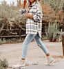 Flannel Plaid Women's Coats Lapel Button Pocket Shirt Jacket Womens Shacket