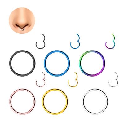 316L Surgical Steel Septum Nose Piercing Helix Cartilage Rook Hoop Earring Hinged Clicker Segment Nose Ring Body Jewelry