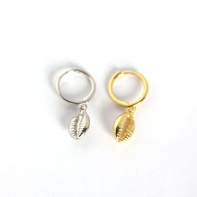 925 Sterling Silver Seashell Drop Earrings 24 Gold Plated Shell Drop Circle Huggie Earrings for Women