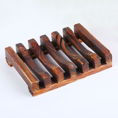 Carbonization Wooden Soap Dish Holder Bathroom and Kitchen Soap Tray