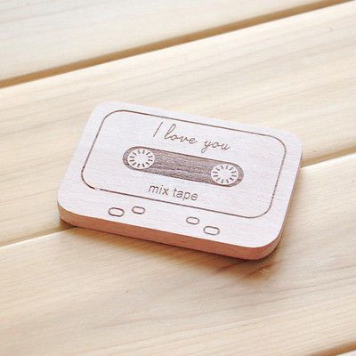 Personalized Wood Mix Tape Cassette,Baby Teether Toy Teething Retro Toy