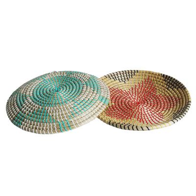 Rattan Woven Wall Decor Natural Seagrass Fruit Bowl Rattan Hanging Decorative for Home Bedroom Living Room