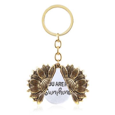 Daily Gift Souvenir Alloy Keychain Openable Silver Gold Sun Flower Keychain You Are My Sunshine Sunflower Keychain