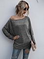Women's Casual Solid Tops Loose off Shoulder Long Sleeve T-Shirt Ladies Clothing