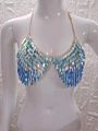 W-S460A Women Sequin Crop Top Low Cut Halter Bikini Chain Bra Top Nightclub Shiny Body Jewelry