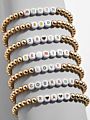 Women Charm Handmade Simple Stacked Enamel Elastic Gold Initial Letter Beaded Bracelets with Letters