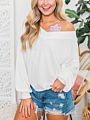 Ladies Waffle Knit Tunic Tops Loose Pullovers Long Sleeve V Neck Shirts Women Clothes