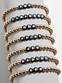 Women Charm Handmade Simple Stacked Enamel Elastic Gold Initial Letter Beaded Bracelets with Letters