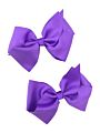 Customized 100% Polyester Fiber Grosgrain Ribbon Purple Hair Bow with Twist Tie