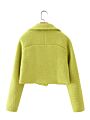 Fall Autumn Women's Solid Color Woolen Short Double Row Button Long Sleeve Suit Coat Vintage Casual Short Blazer