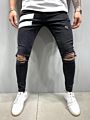 Men's Jeans Look Skinny Jeans with Rips in Black Wash