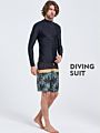 Men's Sun Protection Diving Long Sleeved Swimsuit Surf Lycra Shirt Rashguard Slim Cut Wetsuit Surfing Shirt Black