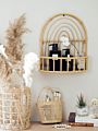 Nikky Handcrafted Solid Wood Shelves Unique Rattan Wall Mounted Shelf