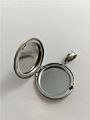 Stainless Steel Photo Frame Locket Carved round Mirror Shape Hollow Pendant Vintage Jewelry