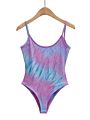 U-Neck High Elastic Tie Dye Jumpsuit Bodysuits Women