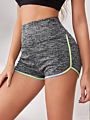 Women's Sporty Marble Knit Contrast Binded Dolphin Shorts