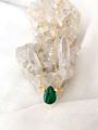 Genuine Malachite Necklace with Adjustable Chain Gemstone Natural Stone Teardrop Necklace