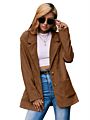 Ladies Blazers Casual Top Women Long Coat Corduroy Pocket Single Breasted Blazer Solid Suit Jacket