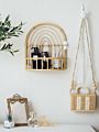 Nikky Handcrafted Solid Wood Shelves Unique Rattan Wall Mounted Shelf