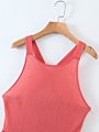 Rust Color Back Strap Cross Design Ladies Casual Tank Top Dress