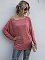 Women's Casual Solid Tops Loose off Shoulder Long Sleeve T-Shirt Ladies Clothing