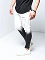 / White High Street Gradient Mens Hip Hop Jeans Denim Biker Slim Fit Ripped Skinny Jeans Men