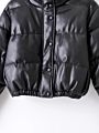 Black Bubble Coat Zipper Pu Faux Leather Women Puffer Jackets
