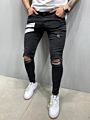 Men's Jeans Look Skinny Jeans with Rips in Black Wash