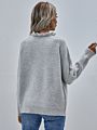 Sugar Design Casual Fall Sweaters Women Ruffle Neck Knit Fitness Sweater