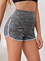 Women's Sporty Marble Knit Contrast Binded Dolphin Shorts