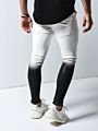 / White High Street Gradient Mens Hip Hop Jeans Denim Biker Slim Fit Ripped Skinny Jeans Men