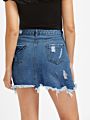 Casual High Waist Denim Skirt Blue Light Wash Women Distressed Mini Pencil Skirt Ripped Pocket Skirt E622