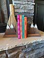 Heavy Duty Non Slip Rustic Woodland Mountain Wooden Book End for Cabin Decor