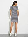 Women's Casual Short Sleeve Tight V-Neck Stripe Dress