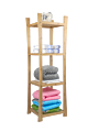 4-Tier Bamboo Shelf Unit Bathroom Towel Shelf Rack