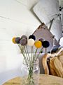 Felt Flowers | Mixed Set of Gray, White, Mustard and Navy Billy Buttons | 9" or 18" Bouquet of Felt Craspedia | Wool Felt Pom Po