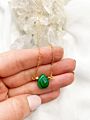 Genuine Malachite Necklace with Adjustable Chain Gemstone Natural Stone Teardrop Necklace