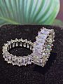 18K Gold Plated Silver Plating Wedding Ring Women Cz Eternity Band Stack Baguette Cubic Zirconia Finger Ring