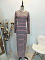 Base Wear Arabian Stripe Long Sleeve Muslim Dress Islamic Clothing