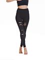 Cross-Border European and American Hollow Yoga Pants, Hole Tight Elastic Fitness Distressed Leggings