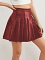 Elegant Style Casual High Waist Leather Skirt Pu Pleated Skirt