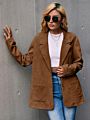 Ladies Blazers Casual Top Women Long Coat Corduroy Pocket Single Breasted Blazer Solid Suit Jacket