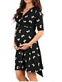 Pregnant Women Delivery Hospital Dress Short Sleeves on Both Sides Hidden Open Breastfeeding Care Clothes Maternity Dress