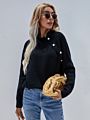 Sugar Design Casual Fall Sweaters Women Ruffle Neck Knit Fitness Sweater