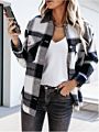 Ins Autumn and Long-Sleeved Loose Plaid Shirt Jacket Women Sherpa Fleece Jacket Plaid Shacket